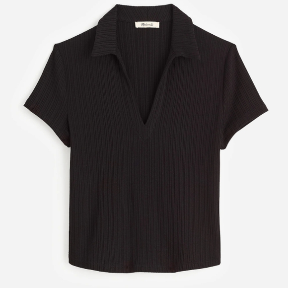 Madewell Ribbed V-Neck Polo Tee - Picture 4 of 4